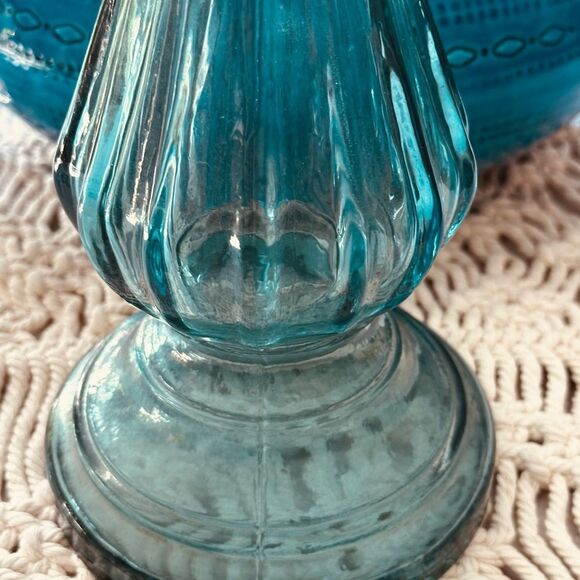 Recycled Glass Made in Spain Vintage Heavy thick vase Aqua Blue - Picture 6 of 7
